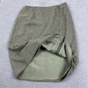 C’EST CITY Olive Green Tweed Silk Wool Blend Pencil Skirt Women’s Size 10